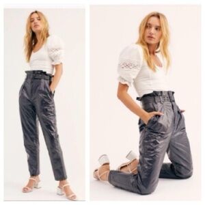 Free People wonder women’s faux leather high waist paper bag pants